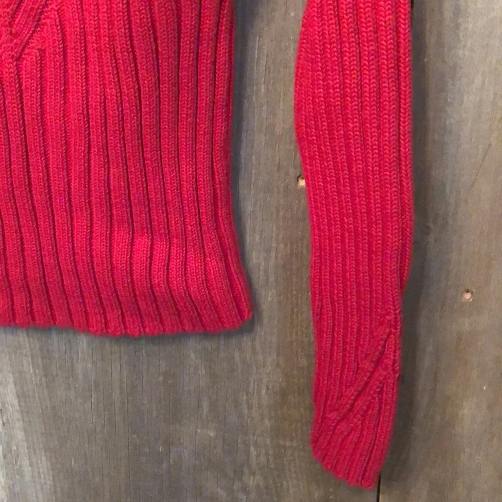 Ann Taylor Red Cable Knit Ribbed Sweater Small - Picture 4 of 12